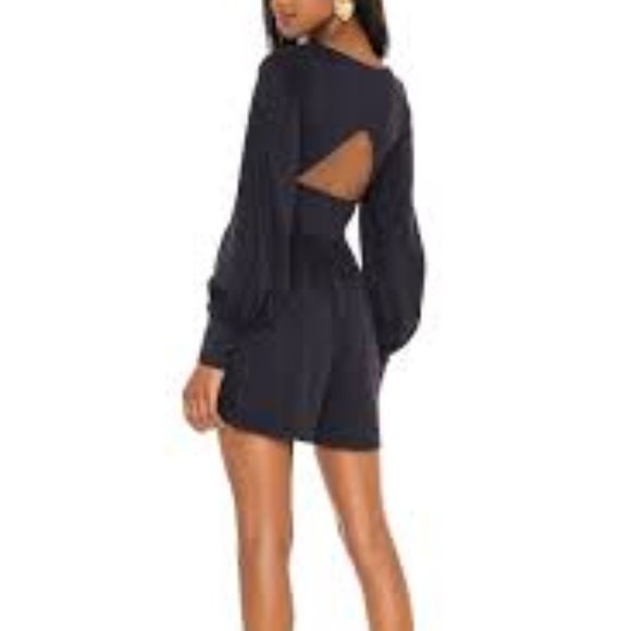 SUSANA MONACO Open Back Long Sleeve Romper In Navy XS NWT